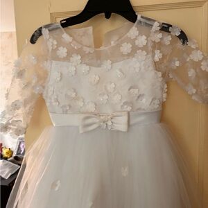 Elegant White Floral Kids Dress